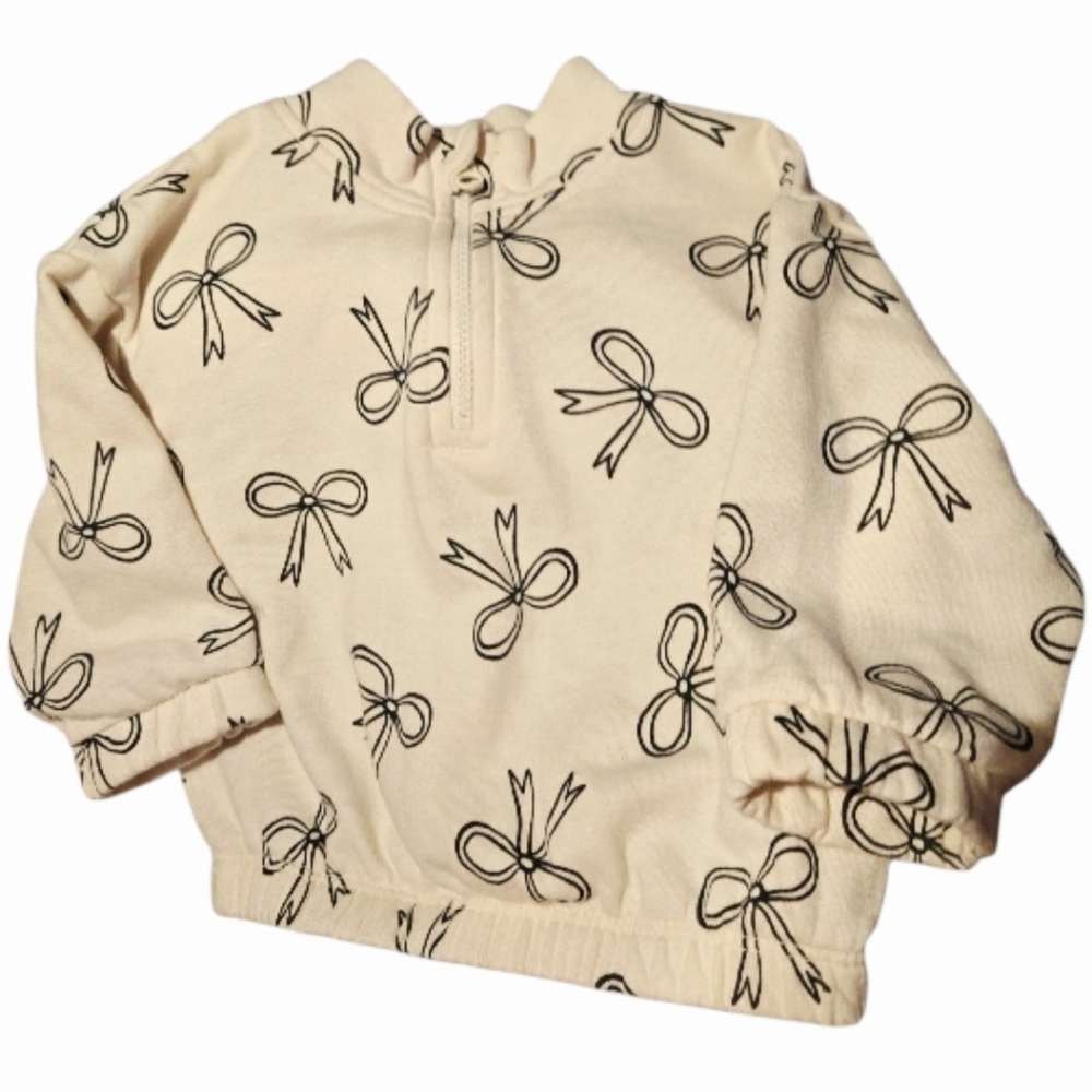 Cat & Jack Cream Bow Print Sweatshirt 3-6Mos EUC